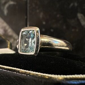 Fabulous .925 Sterling Silver Sky Blue Topaz Bezel Set Solitaire Ring Size 8.25